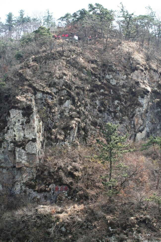 2008春、韓国紀行18(11/25)：3月25日(4)：扶余、白馬江、船上から眺めた落花岩と皐蘭寺