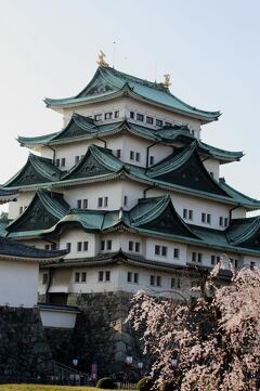 2008春、桜探訪・名古屋城(4/4)：染井吉野、八重紅枝垂れ、天守閣、西南(未申)隅櫓