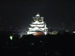 ライトアップの大阪城を眺める