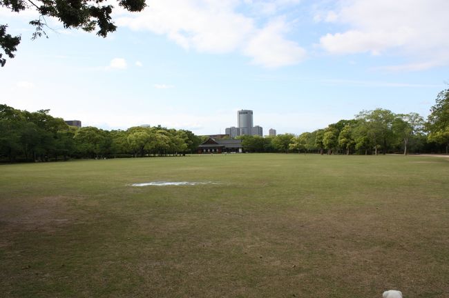 大阪城の花見と言えば、造幣局桜の通り抜けと並んで有名なスポットですが、今年はタイミングが合わず時期を逃してしまいました。<br /><br />５月上旬では花は全く咲いていませんが、庭園内にある木々を見ながら、この木に桜（梅）が咲いていたらどれほど素晴らしいだろう、と想像に花を咲かせるのも一興かなと思いました。<br /><br /><br />重要文化財に囲まれた西の丸庭園は、ソメイヨシノを中心に約600本の桜の名所として、大阪城公園内の1，200本の梅の花が咲き競う梅林とともに人々の人気を集めています。花の見頃は3月下旬から4月上旬。また、この期間中は20時までぼんぼりがつけられ、その下で夜桜も楽しめます。<br /><br />利用時間 <br />9時～17時（3月～10月）※桜の開花期は20時まで<br />9時～16時30分（11月～2月）（入園は30分前まで） <br />