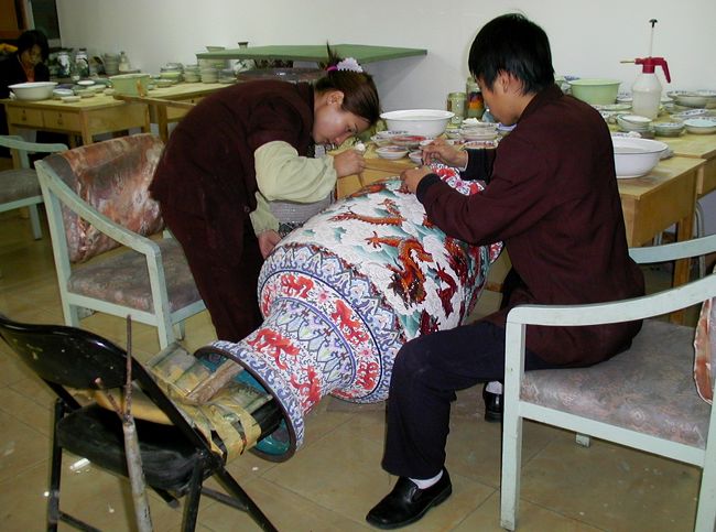 2002冬、中国旅行記2(7)：1月15日(4)北京・紫禁城、皇帝所縁の書道家、お茶専門店、七宝焼工場
