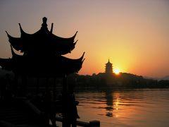 2004秋、中国旅行記5(19)：11月2日(2)杭州・西湖の夕日