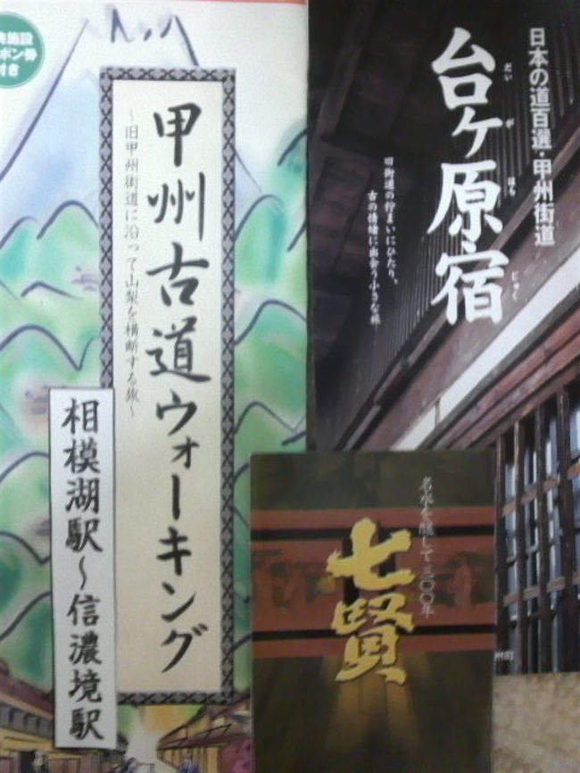 以前駅で見つけた、JR東日本のパンフレット<br /><br />『甲州古道ウォーキング　～旧甲州街道に沿って山梨を横断する旅～』<br /><br />名所や豆知識つきでモデルコースが載っている。<br /><br />10に分かれてるコースのうちの1つに日帰りで行ってきた☆<br /><br />