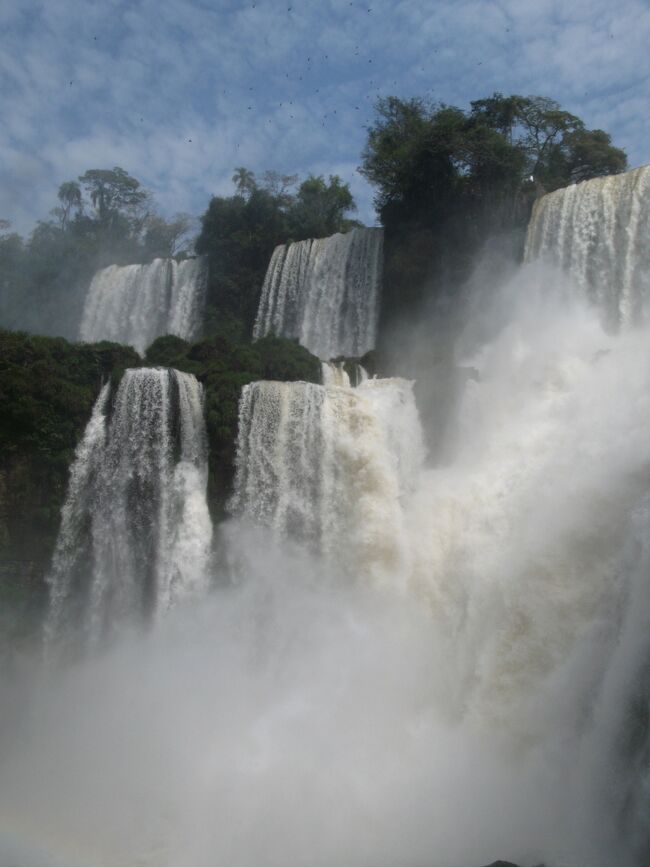 先月のビクトリアの滝に続く「世界三大瀑布」の第二弾である。<br />イグアスの滝とは、特定の滝の名前ではなく、周辺に点在する大小275の滝の総称です。滝の幅では世界一といわれる。<br />それぞれの滝には、聖母マリア様ををはじめ，聖人の名前が多く付けられています。<br />マイナスイオン浴び過ぎかも（＞＜）<br /><br />