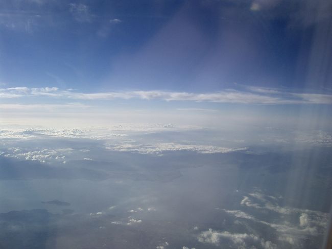 関西空港から花巻空港へ向かう途中では琵琶湖が見える。