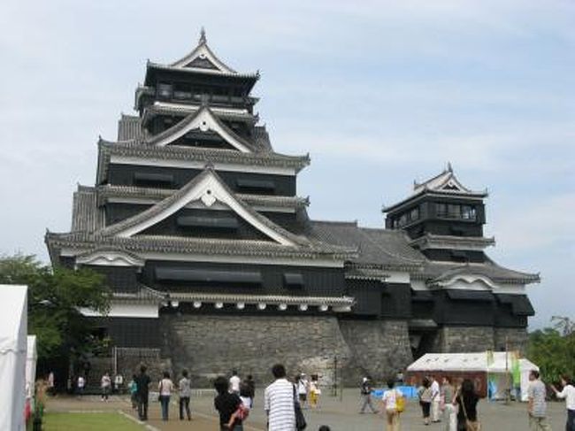 　９月半ば熊本城を訪ねた。熊本城は、大阪城、名古屋城と並んで日本三名城の一つとされる。<br />　戦国時代の肥後国は、守護菊池氏の衰退の後、長らく50余りの国衆が割拠する状態が続いた。1580年代に入ると肥後は薩摩の島津氏の支配下に納まるが、1587年5月、豊臣秀吉の九州征伐により肥後は島津氏から没収され、同年6月、佐々成政に与えられ、52人といわれる国衆の本領は安堵された。<br />　国衆の独立志向が強いことを察知した秀吉は成政に、統治にあたっては一揆が起こらないように配慮し、検地（太閤検地）は3年間行わないなど融和的な政策を採るよう指示していた。しかし、成政はこれを守らずただちに検地を行った。ただし、この根拠となっている秀吉文書は偽文書の可能性が高いという話もあるのだが･･･<br />　同年7月、隈部親永（隈府城主）・親泰（山鹿城村城主）父子が、秀吉の安堵を受けているのだから検地を受け入れる必要はない、として検地に反抗して挙兵すると、国衆の多くがこれに呼応し、肥後全域を巻き込んだ大規模な反乱へと発展。成政は隈部父子の居城を攻撃するが守りが堅く手こずり、逆に居城の隈本城が甲斐親英・菊池武国らの猛攻撃を受け落城寸前まで追い込まれるなど、大苦戦をやむなくされた。九州を「唐入り」の兵站基地と位置づける秀吉は、一揆が拡大することに危機感を抱き、九州・四国の諸大名を総動員し、同年12月にようやく一揆は鎮圧された。これが肥後国人一揆と呼ばれる騒動である。佐々成政はその責任をとって切腹。加藤清正が肥後北半国19万5000石の領主となり隈本城に入った。<br /><br />　加藤清正は1591年、茶臼山丘陵一帯に城郭を築き始める。松本城の美しさを基に築かれたというその城は、名前も熊本城と改められ1632年以降は細川藩の居城として栄えたのだった。熊本城は、西南の役の最中1877年に焼失し、1960年に再建され、現在に至っている。<br /><br />　とまあ、熊本城の歴史をおさらいした上で、熊本城を訪れたのだが、名古屋城にしろ、大阪城にしろ何だか二次元的な感じなのだが、この城は立体的である。城郭の面積という意味では山形城、姫路城、江戸城、大阪城のほうが広いと思う。しかし、石垣の高さ、重層的な構造、その存在感は僕の見てきた城の中で随一である。しかも、本丸御殿は当時の工法、当時の材料を使って、残っている資料に基づき忠実に再現されるなど、保存の仕方、残し方も意義深い。良い物を見せてもらいました。