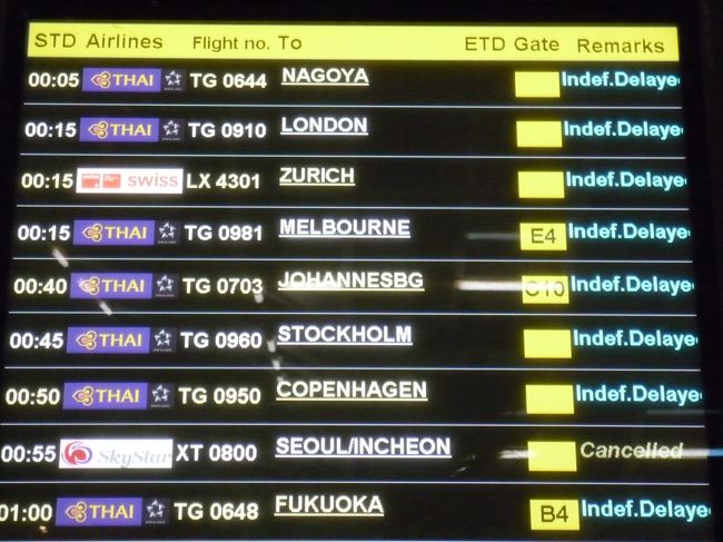 乗り継ぎで利用したバンコクのスワンナプーム国際空港が、デモにより空港閉鎖！<br />なぜかタイに入国です。。。
