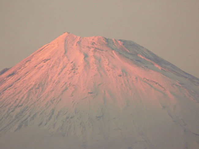 一昨日の夜降った雨が、富士山に本格的な冬化粧をしました。<br />今日は朝から雲ひとつ無く晴れて、真っ白に厚く雪に覆われた山頂から五合目の雪を輝かせています。<br />今日も、通勤ルートを少し変えて富士山の写真を撮って来ました。<br />