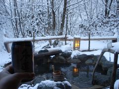 平湯温泉／雪の露天風呂へ