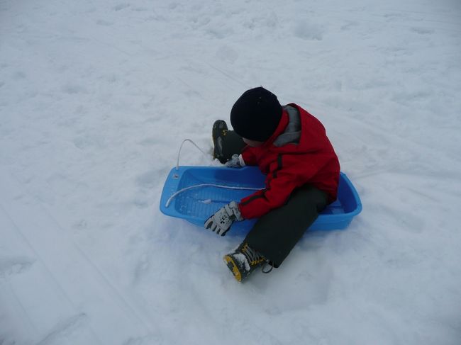 　子供達に雪山を見せてあげようと・・・神鍋に行って来ました。滑りたかったのですが、今回は子供サービスとして親は一生懸命ソリ持って登っては降り・・の繰り返しです。<br />