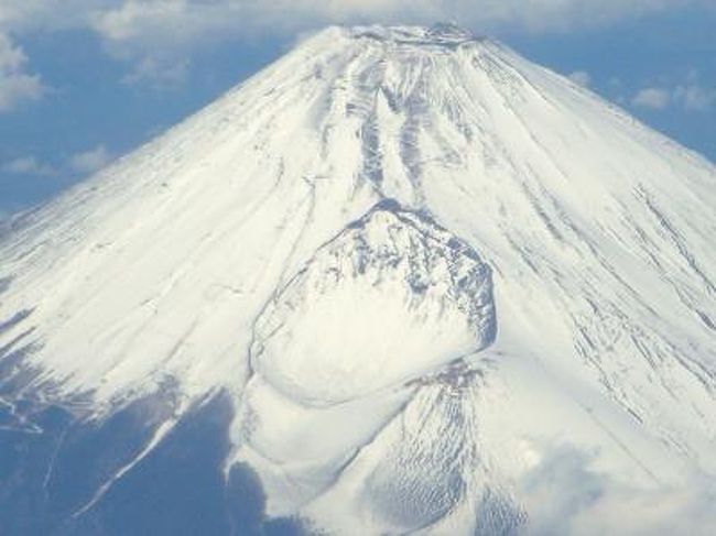 不思議と一年の間に富士山が一番綺麗に見られるのは、雪が山頂にある１１月から３月位までと何時でも感じます。　この時期は羽田伊丹便の場合は右側窓側席がお勧めです。見られる目安は　客室乗務員がドリンクサービスを始めた頃です。