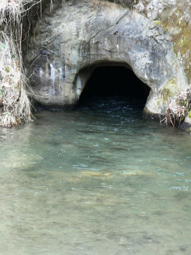 飯盛山周辺には白虎隊ゆかりの史跡が多い。<br />旧滝沢本陣は１５９６年に建てられ、藩主の領内視察や参勤交代の際の休息所として使用されていたが会津戦争の際には会津藩の本陣となった。藩主松平容保（まつだいら かたもり１８３６−１８９３年）は１８６８年８月２２日、白虎隊士中二番隊に出陣の命を下したといわれている。旧滝沢本陣から出陣した白虎隊士中二番隊が新政府軍に敗れ、生き残った２０名が若松城に戻る途中に通った洞穴が戸ノ口堰洞穴。この後飯盛山から城下町が炎上しているのを見て白虎隊士たちは自刃している。<br />戸ノ口堰は猪苗代湖から会津地方へ水を引く為に１６２３年から２００年以上の間、飯盛山の中腹に掘り続けられた約１５０ｍのトンネルで戸ノ口堰洞穴は１８３５年、藩主松平容敬（まつだいら かたたか１８０６−１８５２年）の命により戸ノ口堰の大改修が行われた際に採掘されたもの。白虎隊士が通ったことで有名になった。<br />飯盛山中腹にある宇賀神堂は五穀豊穣の神・宇賀神を祭神としているが、白虎隊十九士の霊像を安置しており、白虎隊十九士霊神社とも呼ばれている。飯盛山には白虎隊記念館、白虎隊伝承史学館などの資料館もあり、白虎隊一色といって良いような山だった。<br />（写真は白虎隊が通った戸ノ口堰洞穴）<br />