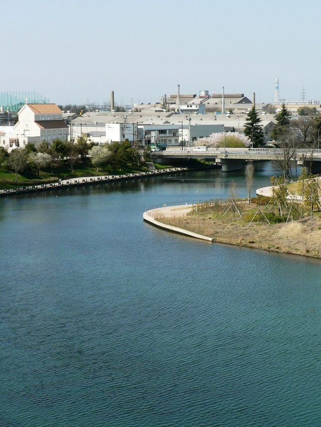 富山市の富岩運河環水公園（ふがんうんがかんすいこうえん）は、１９８８年に策定されたとやま都市ＭＩRAI計画のシンボルゾーンとして、富岩運河の牛島町側の漁船、はしけなどの小型船のたまり場・船だまりを整備した公園で両岸を結び、２つの展望塔を持つ天門橋が設けられている。展望塔からは環水公園全体が一望でき、立山連峰が美しく見えた。<br /> 富山市の桜の名所のひとつで４月１０日は満開だった。<br />（写真は富岩運河環水公園）<br />