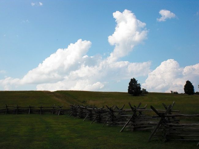 　Manassas National Battlefield Park（マナサス国立戦場跡公園）は、南北戦争時代に戦いが２回行われた、いわゆる古戦場です。しかもその１回の第１次マナサスの戦いは、南北戦争最初の本格的な戦いとも言われている場所とのこと。天下分け目の関ヶ原という感じではないのかもしれませんが、当時はこの第１次マナサスの戦いを勝った方が、アメリカを収めるだろうと言われるほどの戦いだったそうです。（実際はこれからも市民戦争は続きました）<br />　いってみたところさすが古戦場。広い。この言葉に尽きるような気がします。お土産にマナサスまんじゅうとか売っているといいのですが、そんな気が利いたお土産はアメリカにはありませんでした。<br />