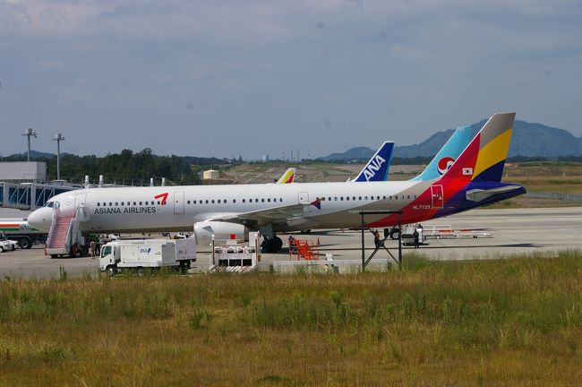 6月4日に開港した 最後の 地方空港。<br />静岡県民の間でも 賛否両論、そして 立ち木問題など<br />色々 問題山積みで 開港した静岡空港へと やっと<br />行ってきました。<br /><br />色々 問題、課題は 沢山あれど、 この開港を機に<br />生まれた 地元の航空会社 FDA。<br />FDAが筆頭に 名前の由来どおり、頑張ってもらって<br />県が算出した 年間利用者 106万人に 少しでも<br />近づけるように 乗り入れ航空会社、県 共々<br />頑張ってもらいたいものです。<br /><br />何しろ、セントレア、羽田という 日本の基幹空港に挟まれ<br />横に長い静岡県。静岡中部の人達だけでなく 東部、西部の<br />人達にも 利用しやすい 空港を目指してもらいたいものです。　<br />という 私は東部に在住。 普段も、これからも 飛行機を<br />利用する際は羽田がメインになりますが 機会があれば <br />せっかく出来た おらが村の富士山静岡空港。<br />利用する機会があればと 思います。　<br /><br />では 本日は 富士山静岡空港へと乗り入れる 飛行機を<br />撮影して来ましたので 力作？ の 数々を アップして<br />いきます。<br /><br />表紙の写真は 奥から FDA,ANA, 大韓航空、アシアナ航空の<br />それぞれの 機体です。　<br /><br /><br /><br />