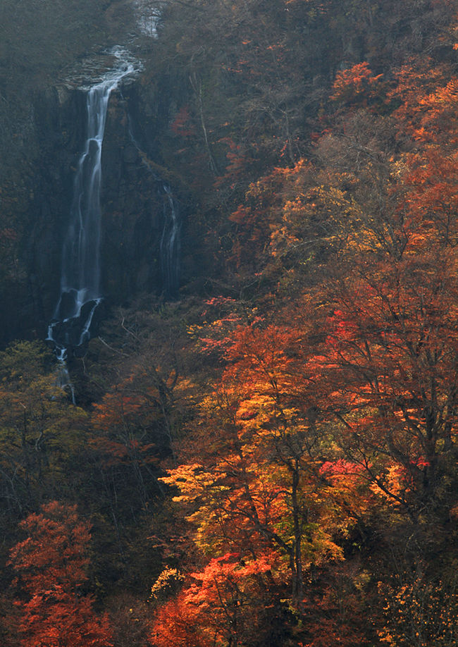 三階の滝（さんかいのたき）は宮城県刈田郡蔵王町にある滝。<br /><br />落差181mを三段に落ちる壮大な段瀑は東北屈指であり、日本の滝百選の一つ。<br />蔵王山に近く、１０月の紅葉の時期には素晴らしい景観。<br /><br />澄川の対岸の蔵王エコーライン沿いに滝見台（展望台）があります。<br />ここから雄大な展望が楽しめます。<br />滝壺に行く方法もあると聞きますが、<br />逆にそこからは上部は見えないそう。。<br /><br />（Wikpedia参照）