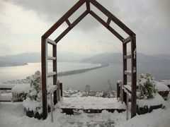 雪景色の天橋立傘松公園を訪れる