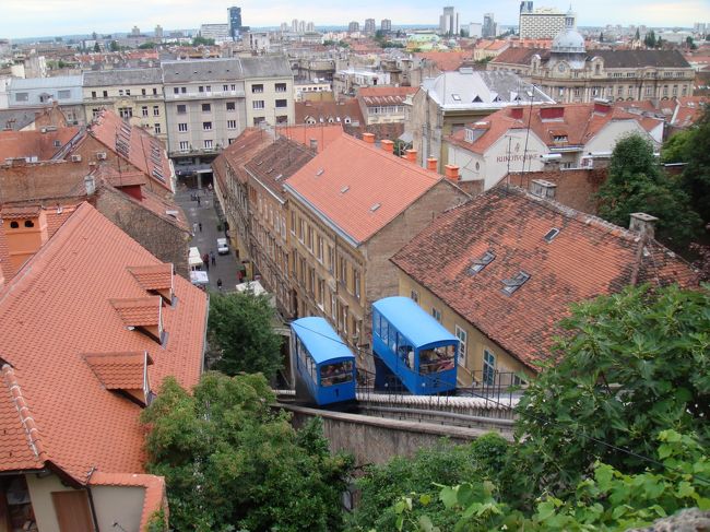 きたぜ！！　２００８　クロアチア　『残念！！聖マルコ教会が工事中・・・旧市街までの交通手段のブルーのケーブルカーが短距離を走る！！』　IN　ザグレブ