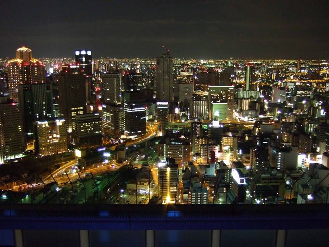 大阪観光で梅田スカイビルの空中庭園展望台で夜景を見てきました。<br />周りには、高い建物がなく360度の風景がみえました。<br />都会の夜景や淀川の夜景が綺麗でした。<br /><br />http://www.kuchu-teien.com/observatory/index.html