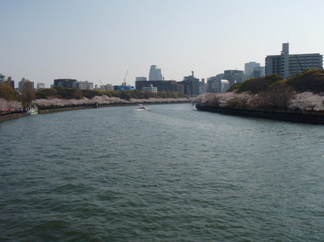 いよいよ旅？も大詰め！！<br />水都大阪と桜が織り成すとびきりスポット大川です☆<br /><br />この川は旧淀川とも呼ばれ、昔は京都から大阪へ物資や人を船で流通させる交通の要衝でした。この先の八軒家浜（はちけんやはま）（天満橋付近）まで行き、そこから各堀川を通じて大阪の色々な場所へ届けられたそうです。<br /><br />この大川は、さっき大阪城の前を走っていたアクアライナーが通る川でもあります。ここからさらに土佐堀川を通り、淀屋橋港まで運行しています。<br /><br />またこの付近では、夏になると天神祭が開催され、写真を撮影した桜宮橋のすぐそばから花火が上がり、大阪の夏の風物詩ともなり、大阪人にとってとても重要な場所でもあります。<br /><br /><br />さあこのブログを見たあなた！！大阪に行きたくなったのではないでしょうか？笑<br />心よりお待ちしております(･ω･)ﾉ☆<br /><br />移動距離１０ｋｍ未満のこの超小旅行。わが故郷大阪の良さを再発見できました。<br />今回行かなかった造幣局の桜の通り抜けも、いつかは行ってみたいものです。