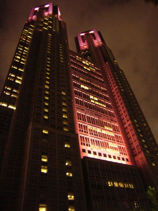 ピンクリボン(Pink Ribbon)キャンペーン、というものがある。<br />乳癌の撲滅や、検診の早期受診を、推進しよう、という世界規模のキャンペーン。<br />2000年代になってから、このキャンペーンに協力して、10月1日にピンク色のライトアップをする有名な建物が現れ始めた。<br /><br />ピンク色に染まった東京都庁。<br />都庁には、無料で登れる展望スペースがある。そこからの景色も含め、いくつかの写真を残しておく。<br /><br />