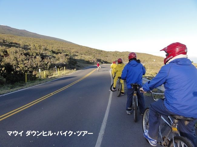 会社の褒章旅行でマウイ島に行ってきました。折角なのでついでにハワイ島にも寄って来ましたよ〜！　よかったら私達の旅行記を楽しんでくださいね。<br /><br />【宿泊先】<br /><br />マウイ島<br />・ザ・リッツ・カールトン　カパルア（The Ritz-Carlton, Kapalua）<br /><br />ハワイ島<br />・ヒロ・ハワイアン・ホテル（Hilo Hawaiian Hotel）<br />・ワイコロアビーチ・マリオット リゾート＆スパ（Waikoloa Beach Marriott Resort &amp; Spa ）<br /><br />【主な観光地/立ち寄り先】<br /><br />マウイ島<br />・イアオ渓谷州立公園（Iao Valley State Park）<br />・ホエラーズ・ビレッジ（Whalers Village）<br />・ラハイナ（Lahaina）の夕暮れ<br />・デビッド・ポールズ・ラハイナ・グリル（David Paul&#39;s Lahaina Grill）<br />・アイアンウッド・ランチ（Ironwood Ranch）<br />・砂糖キビ列車、シュガー・ケイン・トレイン（Sugar Cane Train）<br />・ドラゴンズ・ティース（Dragons teeth）<br />・ラビリンス<br />・メリマンズ・カパルア（Merriman&#39;s Kapalua）, ピーター・メリマンズ氏（Mr. Peter Merriman）<br />・ハレアカラ国立公園（Haleakala National Park）<br />・ハレアカラ・ビジターセンターから見る日の出（サンライズ）<br />・マウイ ダウンヒル・バイク・ツアー（自転車ツアー）<br />・タサカ グリグリ（Tasaka Guri Guri）<br />・カパルア・ビーチ（Kapalua Beach）でシュノーケリング<br />・イム・セレモニー＆ルアウ・ショー（ザ・リッツ・カールトン ホテルにて）<br /><br />ハワイ島<br />・コナからヒロにドライブ（ハワイ島）<br />・カパルアのビューイングエリアで溶岩見学<br />・レインボー滝（Rainbow Falls）<br />・シグ・ゼーン・デザイン（Sig Zane Design）<br />・ビッグ・アイランド・キャンディーズ（Big Island Candies）<br />・ピープルズ・シアター（People&#39;s Theatrea）<br />・メリマンズ・マーケット・カフェ（Merriman&#39;s Market Cafe）<br />・マウナ・ケア山頂 サンライズ＆星空ツアー（太公望ハワイ）<br />・UCC ハワイ・コナ・コーヒー・エステート（UCC Hawaii Kona Coffee Estate） <br />・カイルア・コナ観光<br />