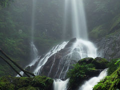 霧に霞む　雨乞の滝　「日本の滝百選」　/　徳島県
