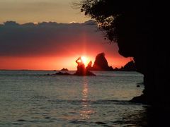 西伊豆大田子海岸から見た夕陽が一番好き!!