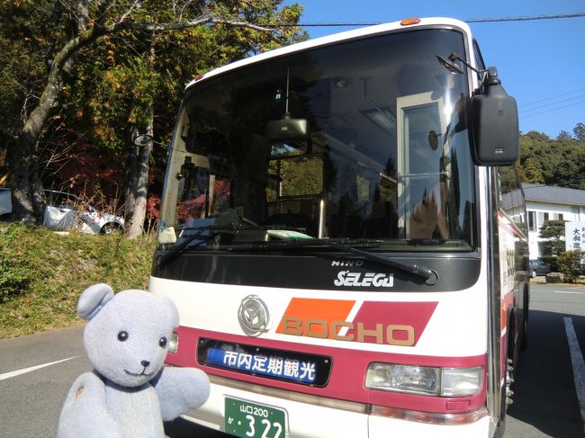 今年は山口市開府650年です。<br />色々キャンペーンをしている中に、市内定期観光バスが11月まで土日祝日650円で利用できるってのがありました。<br />これは利用しなければ、と思っているうちに終了が近くなり、慌てて乗りに行きました。<br />ちょうど紅葉の季節。<br />山口市の主要観光地とともに、そろそろピークを過ぎかけてる秋を楽しんできたのでした。<br /><br />※注意!<br />市内定期観光バスはこの旅行記から数年後に廃止されています。観光ルートの参考程度にしてください。<br />桜バスとかホタルバスといった湯田温泉宿泊者限定のイベントツアーバスが、たまに設定されることはあります。<br />(平成30年9月情報)<br /><br />維新150年記念事業の一環で、平成30年秋土日祝日限定で、市内の主な観光地を巡る山口市観光周遊バスが運行されます。<br />1日9便、乗り降り自由。車内には、萩往還語り部の会のガイドさん(私が所属している山口市観光ボランティアガイドの会とは別)が乗りこんで案内する予定だそうです。<br />詳しくはこちら。http://ymg-city-touristbus.com/ <br /><br /> 湯田温泉から山口駅、県庁はバス移動、その後のルートは常栄寺以外は徒歩またはレンタサイクル(湯田温泉観光案内所、山口駅前の商店、菜香亭にあり)で回ることが可能です。常栄寺は電動レンタサイクルが無難です。<br />・・・と、以前からアクセス数がコンスタントに多いのが気になってたところ、ボランティアガイドしてたらこの旅行記をおそらく見て定期観光バスに乗るつもりがあてが外れたというお客さんがいらっしゃったので注記します(平成30年3月21日修正)<br /><br />山口県観光タクシーとして、市内3時間コースの設定がありましたので参考までに<br />http://ymg-taxitour.jp/taxitour/taxitour-yamaguchisi01/<br />このほか、観光キャンペーン等で1時間程度のコースが設定されることもありますので、山口県や市の観光サイトもまめにチェックするといいでしょう<br />・・・と、某一の坂川近くのバス案内所に定期観光バスの問い合わせをして、ないと分かって観光タクシーのことを問い合わせたらバス案内所のおばちゃんが塩対応していたのをたまたま目撃したので、参考までに記載しておきます。<br />(平成30年3月28日追記)<br /><br />この旅行記のルート<br />湯田温泉バスセンター→山口駅(8:40)→県庁・県政資料館→サビエル記念聖堂→龍福寺→ふるさと伝承センター→瑠璃光寺五重塔→常栄寺雪舟庭→山口駅→湯田温泉バスセンター<br />※今もあったら、菜香亭あたりも入ってると思います。