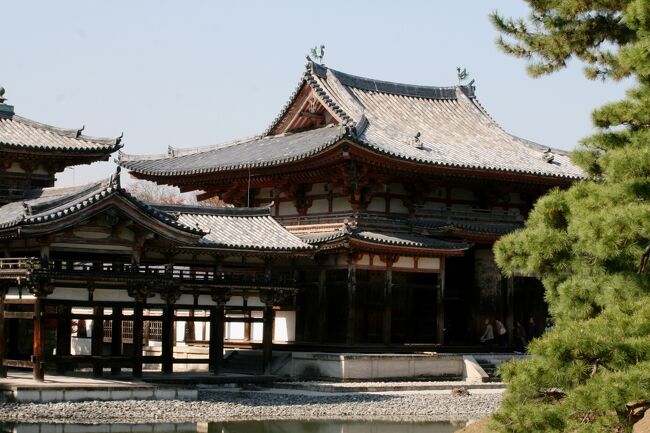 2010秋、平等院(2/5)：庭園の阿字池、鳳凰堂の伽藍光景、池に映った鳳凰堂