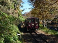 本宿（もとじゅく）駅から古路瀬渓谷の紅葉を見る（わたらせ渓谷鉄道、群馬県桐生市黒保根町宿廻）