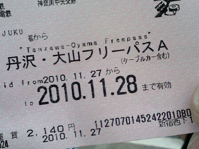 「大山晩秋の魅力」キャンペーン！期間にチョット紅葉を見ながら歩きましょうかと安易に考えて．．．出かけた。<br />パートナーの計画ではケーブルは乗らないで歩くコース、バス停⇒こま参道⇒男坂・女坂⇒大山阿夫利神社下社でしたが、「山頂へ行くんじゃ」と計画を変更した。<br />１２００ｍ位の山なんてへっちゃらと思っていた。<br />４トラのブログで「ミースさん」も思っていたより楽しかったを読んで安心した次第です。<br />山頂へチャレンジ、途中で何度も止めようかと思う、追い越されて行く登山者は私より年配の方も多く、山ギャルやチビ達もガンガン登って行くのを見ながら「負けないぞ！」と気合を入れなおし、何度も休憩を取りながら山頂へ到着！大山制覇！。<br />「ミースさん」の記録（登山口から６８分）は敗れなかったが、９０分の登頂でした。<br />１週間は足腰の筋肉痛に耐えなければなりませんでした。<br />帰りに豆腐料理を頂きながら女将さんの「また来てください」のお言葉にはもうチャレンジしな〜いと一言。<br />女将さんのお話では秦野からヤビツ峠経由で大山山頂へ登るコースが多少緩やかでお薦めらしい。<br />登山コース<br />登り：バス停⇒こま参道⇒大山ケーブル駅⇒阿夫利神社下社⇒登山道⇒大山山頂１２５１．７ｍ<br />下山：大山山頂⇒大山ケーブル駅⇒大山寺駅（途中下車）⇒大山ケーブル駅⇒（豆腐料理）こま参道⇒バス停