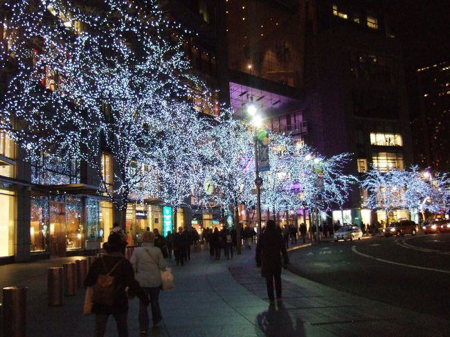 コロンバスサークルのThe Shops at Columbus Circle の前のクリスマス・イリュミネーションです。<br />きれいだなぁ～。