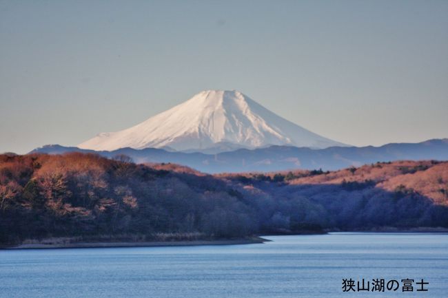 狭山湖の初富士　2013.1.4　　7：15<br />World heritage Mt.Fuji<br /><br />明けましておめでとうございます。<br />巳年の今年が皆様にとってより良い一年になりますようお祈りいたします。<br />本年もよろしくお願いいたします<br />平成25年元旦<br />　 　yamada423<br />────────────────────<br />平成26年の元日も予定通り狭山湖の日の出を見てきました。<br />寒かったですが天気がよく、大勢の人が狭山湖堰堤から初日の出を迎えました。これほど多くの人出は初めての経験です。<br />写真は新たに旅行記にしますのでご覧ください。<br />　　　2014.1.1　　<br /><br />2014　狭山湖の初日の出と富士山<br />http://4travel.jp/travelogue/10844260<br />────────────────────<br />政治・経済・社会ともに先が見通せない2012辰年に替わり、あらたな巳年を迎えました。<br />昨年末と今年の街の風景はまだ未編集なので、とりあえず過ぎし年のものを紹介します。昨日の大晦日も鶯谷の寛永寺周辺から上野公園、御徒町（アメヤ横丁）、秋葉原までの3時間の街歩きをしてきましたので、数日以内に公開します。明治神宮も例年通り祈願に参る予定です。→2013年版公開<br />小さな旅　アメ横・年末の雑踏を楽しむ <br />http://4travel.jp/traveler/810766/album/10739369/<br />2013初詣　明治神宮<br />http://4travel.jp/traveler/810766/album/10739053/<br />────────────────────<br />年末・年始の街の風景を見ていただき、季節感を感じていただきたいと思い編集しました。<br />今年のものではありませんので干支のネズミや虎が顔を出しますが、うさぎが仮装しているのだと思ってご覧ください。<br />場所は①鶯谷、上野公園、アメ横、上野駅　②浅草雷門、浅草寺、仲見世　③原宿、明治神宮、代々木　④狭山湖(表紙写真）です。<br /><br />2011・2012年の干支の写真は別途掲載しました。<br />「2011初詣　明治神宮」http://4travel.jp/traveler/810766/album/10534414/<br />「2012初詣　明治神宮」　<br />http://4travel.jp/traveler/810766/album/10634755/<br /><br />撮影　CANON EOS 40D EF-S17/85 IS USM yamada423<br /><br />画像をクリックして元画像に拡大してご覧になることをお薦めします。<br /><br />☆お気に入りブログ投票（クリック）お願い★<br />http://blog.with2.net/link.php?1581210