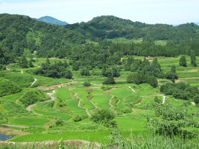 送られてきたJAFメイト。県ごとドライブ、今月は新潟県。<br />その中に星峠の棚田が載っていまして、あまりにも綺麗だったので<br />今日のツーリングはここに決定。とにかく暑かった。<br />久ぶりに日本海の夕陽も撮りたかったので、時間調整するためにハマナスふれあいセンターで温泉に入る。<br />この３連休は激務だったので、温泉でゆっくりしたら疲れも取れました。<br />でっ最後の〆は夕陽。雲がでてきたけど綺麗にみえました。（感激）<br /><br />棚田までのルート<br />上越市牧区にある大月の棚田〜安塚〜県13〜R403〜星峠<br /><br />夕陽までのルート<br />松之山〜R253〜県61〜県338〜上下浜〜県129〜直江津海岸