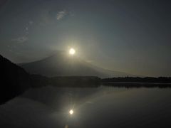 久しぶりの田貫湖・少し遅かったので少しずれたダブルダイヤモンド富士