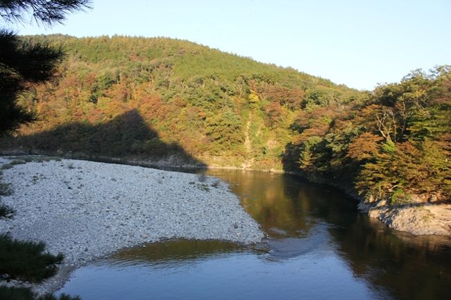 ネットの紅葉情報を見ると、荒川峡の紅葉が見頃と書いてあったので行ってみることに。<br />午前中は用事があったため、出掛けたのは午後から。<br /><br />確かに紅葉はしていたけれど、山の紅葉はちょっとくすんでいて茶色っぽっかったです。<br />もみじラインという名前だったので期待していたのですが。<br /><br />ネットの紅葉情報に載ってる写真は同じ場所なのですが、鮮やかな紅葉だったのに。。。<br />今年は、直前にあまり冷え込まなかったのが原因なんでしょうか？<br />