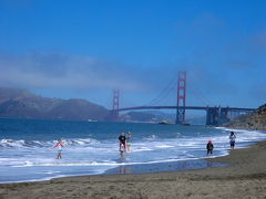 サンフランシスコからの西海岸ドライブと温泉の旅（２０１１年８月）。。。その３１「Baker Beachからの金門橋」