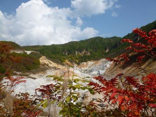 初秋の北海道旅行♪登別温泉と洞爺湖めぐり　Ｖｏｌ７（第２日目午前）　☆登別温泉：紅葉の「地獄谷」を優雅に鑑賞♪