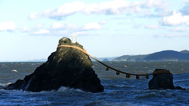 2011.12名古屋出張，伊勢旅行3-タクシーで二見浦へ，夫婦岩，二見興玉神社，勢語庵の塩ようかん