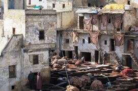 2012正月、モロッコ王国旅行記(32/49)：1月10日(7)：フェズ旧市街、皮なめし工場、屋根上の光景