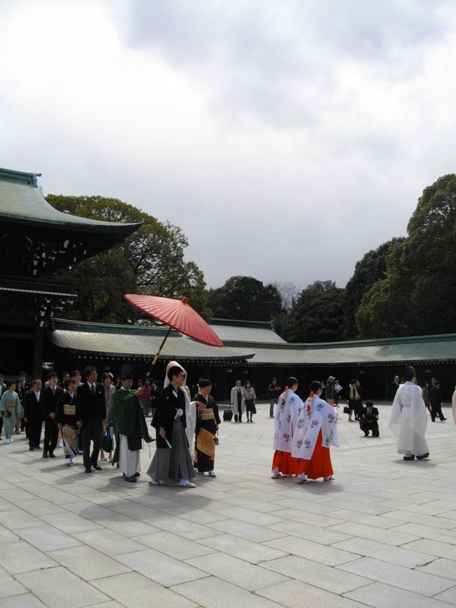 友と明治神宮へ参拝♪<br /><br />　原宿駅から身動き取れない程の混雑、、、<br /><br />　　久しぶりの原宿でしたが週末はあんなに混んでるのかな？<br /><br /><br />　境内では偶然、花嫁行列を見ることが出来ました♪<br /><br />　　白無垢、綿帽子の花嫁さんは素敵ですね♪