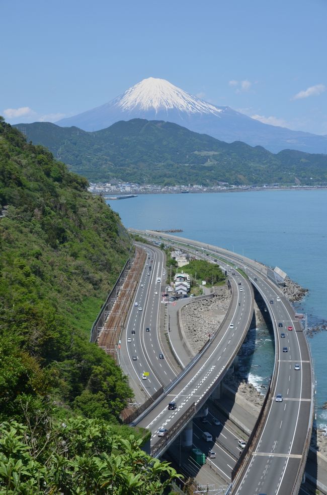 由比駅から興津駅までを江戸時代の旅人気分で歩いて薩た峠を越えました。<br />薩た峠から望む東名高速と国道１号、JR東海道線が立体交差し、遠くに見える快晴の富士山は正に絶景でした。<br /><br />「薩た峠」の「た」は漢字（土＋垂）が使われていますが文字化してしまうため、ひらがなとしています。