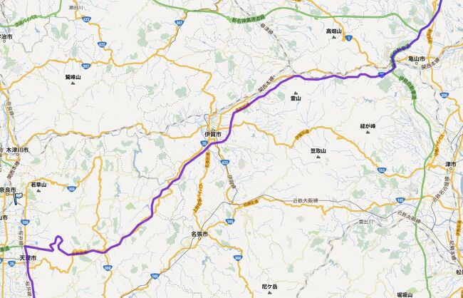名阪国道の天理-針間はなかなかの坂道です。GPSでどれくらいの高低差があるかはかってみました。