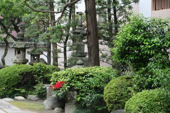 2012春、清州越しの東寺町(5/11)：松竹山・梅屋寺：梅屋寺石標、織田家所縁の寺紋