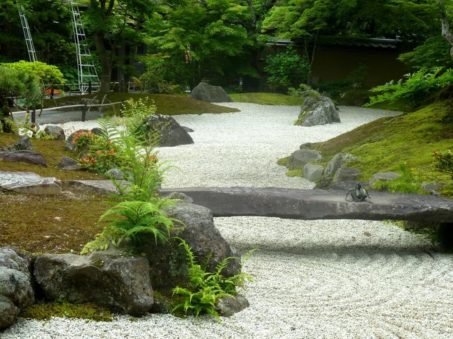 瑞巌寺の隣に円通院があり、円通院の山門を潜ると左手の見事な石庭に目を奪われる。<br /><br />庭は「天の庭」と「地の庭」で構成されており、その境には天水橋が架かる。<br /><br />手前の天の庭は松島湾に実在する七福神を表しているらしい。<br /><br />その奥に竹垣が有り、潜り戸の先に小さな蓮池を囲む「遠州の庭」と呼ばれる小庭がある。<br /><br />そしてこの美しい小庭を見渡すように萱葺き屋根の本堂「大悲亭」は建っている。<br /><br />潜り戸の手前の新緑の木々に覆われた小道に沿って進むと、「三慧殿」と名付けられたお堂に達する。<br /><br />19才の若さで亡くなった正宗の孫”光宗”が祀られており、正式名称は「白華峰円通院」。<br /><br />「三慧殿」の中には厨子が奉納されており、馬上姿の”光宗公”と殉死した7人の像が祀られている。<br /><br />「三慧殿」を過ぎ、ここにもあった修行僧の洞窟群、その先の「三慧殿瞑想の庭」から本堂に戻る道筋に、円通院の愛称ともなっている薔薇の庭「白華峰西洋の庭」がある。<br /><br />薔薇は鎖国の時代にも係わらず、正宗の命で西洋に渡った支倉常長のローマの象徴。<br /><br />三慧殿の厨子にも薔薇がデザインされている。<br /><br />奥の細道には円通院に係わる記述は見当たらないようだが、曾良の日記に”不残見物”という記載があり、当然円通院も見物先に含まれると考えられている。<br /><br /><br />円通院の山門の近くで目敏く松島名物”ずんだだんご”の店を見つけておいた方が居られ、昼食後誘われて、数人でその”ずんだだんご”を食べに戻る。<br />