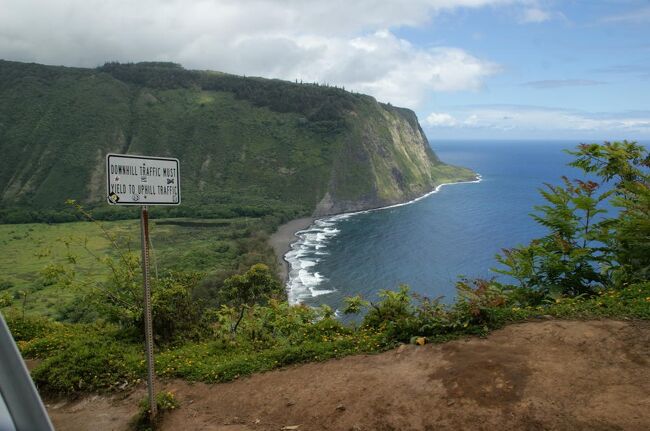 ハワイ島4日目はワイピオ渓谷へ。ワイピオ渓谷は古代ハワイ王族ゆかりの地であり、かつては1500人ほどの古代ハワイアンが暮らしていた。険しい崖には多くの王達が埋葬されており、1946年のツナミのときも人的被害は無く「王族達のマナによって谷が守られた」と、今でも信じられている。なお、ワイピオとはハワイ語で「曲がりくねる水」という意味。<br /><br />表紙の写真は渓谷へ降りて行く途中から撮影したワイピオ渓谷、これからマナの聖地へ行く。<br /><br />2024/02/26　一部修正