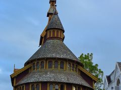 北欧GR45　NOR23　クビクネスホテル付近,夕暮れの散策で　☆木造教会・古墳など