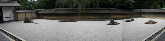 最近、日本庭園に興味を持ち始めていました。<br />そこで、レンタサイクルを借りて京都市内にある庭園を廻ってきました。<br />レンタサイクルで廻ると自分のペースで自由に動き回れるし、最近は駐輪場も多く整備されているので非常に便利です。<br /><br />≪1日目≫ 約21.2km<br />京都駅→東福寺→智積院→渉成園→建仁寺→無鄰菴→南禅寺→仁和寺（泊）<br />≪2日目≫ 約27.3km<br />仁和寺→龍安寺→正伝寺→圓通寺→曼殊院門跡→慈照寺→東寺→京都駅<br /><br />表紙は龍安寺庭園の写真を繋げてみました。