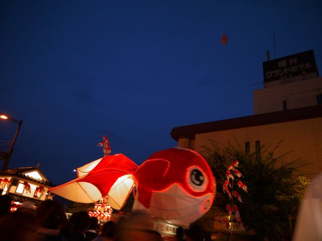 昼間は岩国観光をし、夜は柳井の金魚ちょうちん祭りに行って来ました〜〜！！<br /><br />昼間の岩国旅行記はコチラ<br />http://4travel.jp/traveler/krone/album/10697806/<br /><br />岩国駅から柳井駅までは、、３０分だった気がしますが、、電車が３０分に１本くらいしかないので、要チェックしてお出かけしましょう。片道５７０円です。<br /><br />岩国駅はICOCAでピッと改札を颯爽と通過した物の・・・柳井駅はICOCA非対応（２０１２夏現在）・・・。<br /><br />えっ〜〜〜・・・。<br /><br />改札で精算をばさせていただきました。<br />ICOCAは入場時に、初乗り代金の１２０円が自動的に引き落とされているそうですが、この柳井駅にはICOCAシステムがないため、ICOCAでの精算も不可能。<br />駅員さんに、書類を一筆書いていただき、その証明書を見せたら、後ほどICOCAのある駅で１２０円の返金をしてもらえるそうな・・・。<br /><br /><br />颯爽と改札通れず・・・・・。<br />通常の切符用、自動券売機が２機しかない上に、ICOCAが使えないとわかったので、到着時に帰りの切符も購入しておきました。<br /><br /><br />駅を出ると目の前の商店街は歩行者天国となっていて、夜店がでていました。<br /><br /><br />ずーっと先まであるくと、左右に白壁通りがあるので、そこを目指して歩きました。<br /><br /><br />シメの花火は午後９時からです。